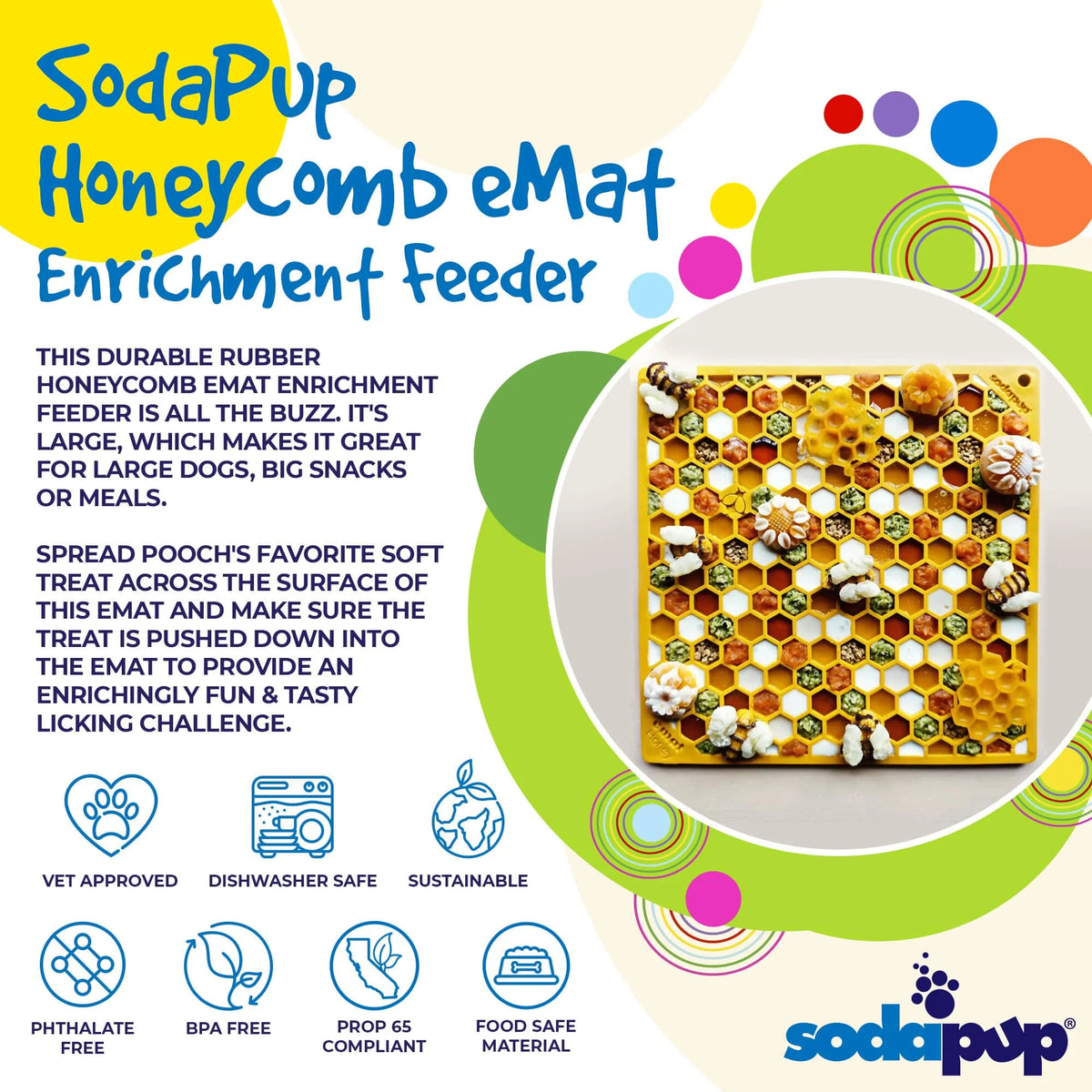 SodaPup Honeycomb Design Emat Enrichment Lick Mat Large