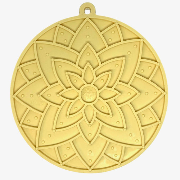 SodaPup Dog Toys - Lotus eMat Enrichment Lick Mat With Suction Cups: Light yellow SodaPup Dog Toys