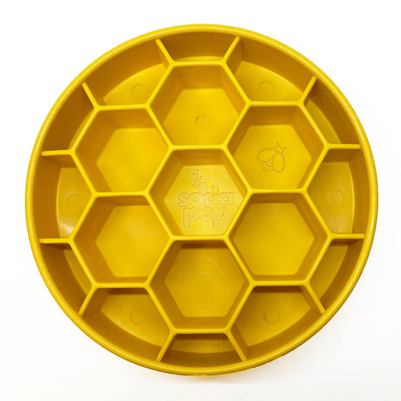 SodaPup - Honeycomb Design eBowl Enrichment Slow Feeder Bowl for Dogs: Yellow