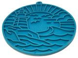 SodaPup - Lighthouse eMat Enrichment Lick Mat With Suction Cups: Sea Foam Blue