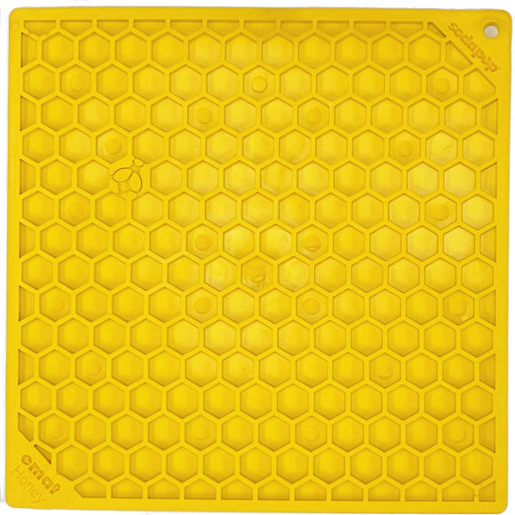 Honeycomb Design Emat Enrichment Licking Mat - Yellow - Large