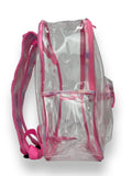 Puppie Love Clear Plastic Backpack, Pink trim with Tye-Dye Straps Pink