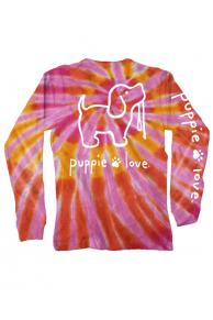 Sunset Pink & Orange Tye-Dye Long-Sleeved Puppie Love Shirt
