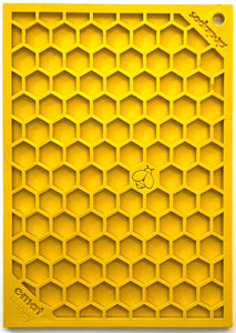 Honeycomb Design Emat Enrichment Licking Mat - Yellow - Small
